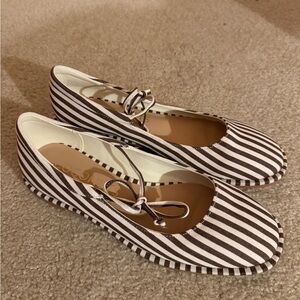 Anthropologie Brown and White Striped Flats
